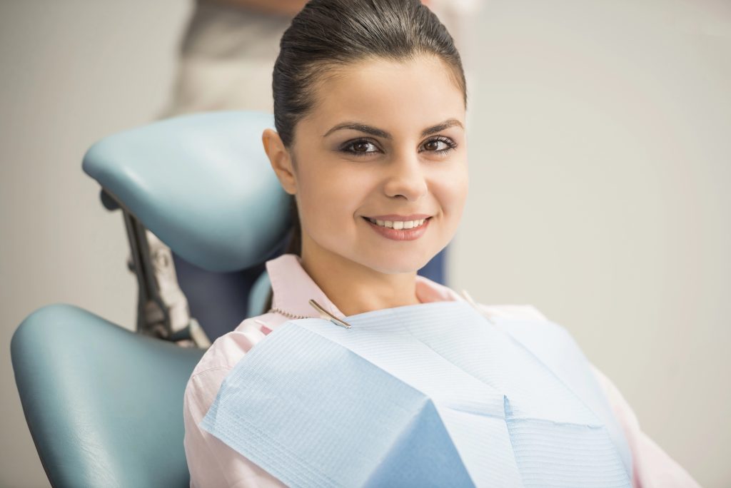 Young woman  at the dentist. 